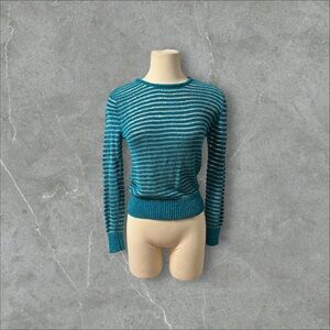 Teal & Silver Stripe Chenille Sweater